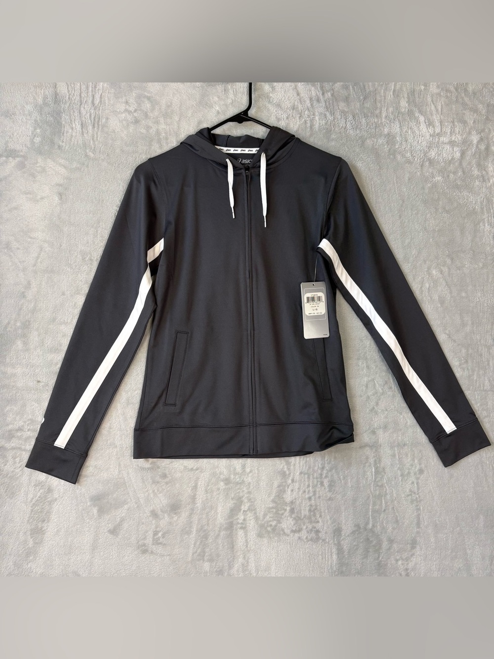 NWT ASICS JR LANI JACKET UNISEX LARGE FULL ZIP HOODED ATHLETIC ACTIVEWEAR